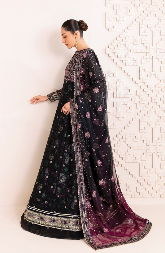 Xenia Formals Embroidered Net Unstitched 3 Piece Suit - D-03 Nigira - XF25LFR - Black - Luxury Collection