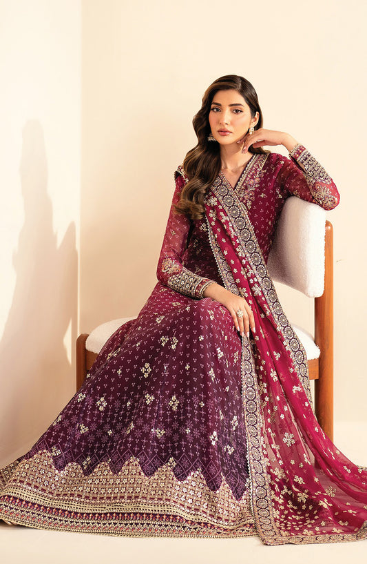 Xenia Formals Embroidered Net Unstitched 3 Piece Suit - D-01 Nyami - XF25LFR - Pink - Luxury Collection