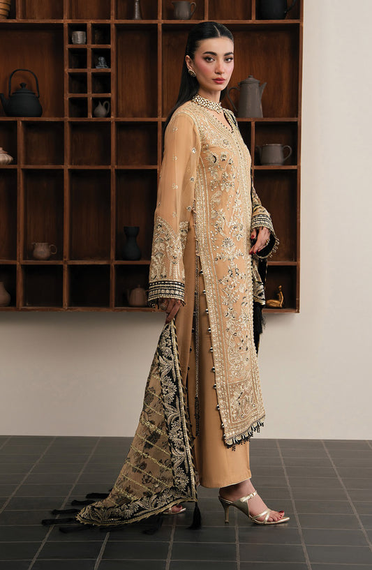 Xenia Kalani Luxury Embroidered Chiffon Unstitched 3 Piece Suit - 10-Nerya - XF26KN - Orange - Festive Collection
