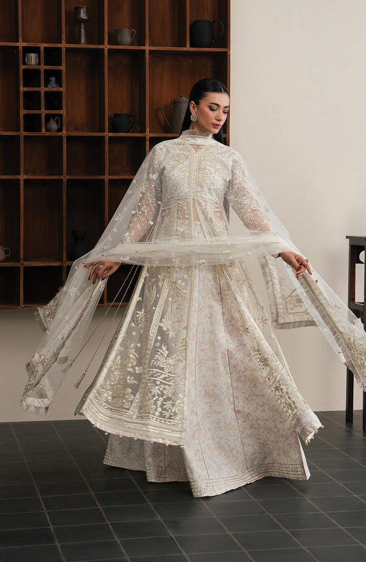 Xenia Kalani Luxury Embroidered Net Unstitched 3 Piece Suit - 07-Liore - XF26KN - White - Festive Collection