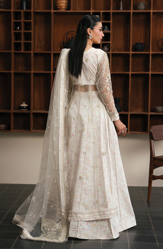 Xenia Kalani Luxury Embroidered Net Unstitched 3 Piece Suit - 07-Liore - XF26KN - White - Festive Collection