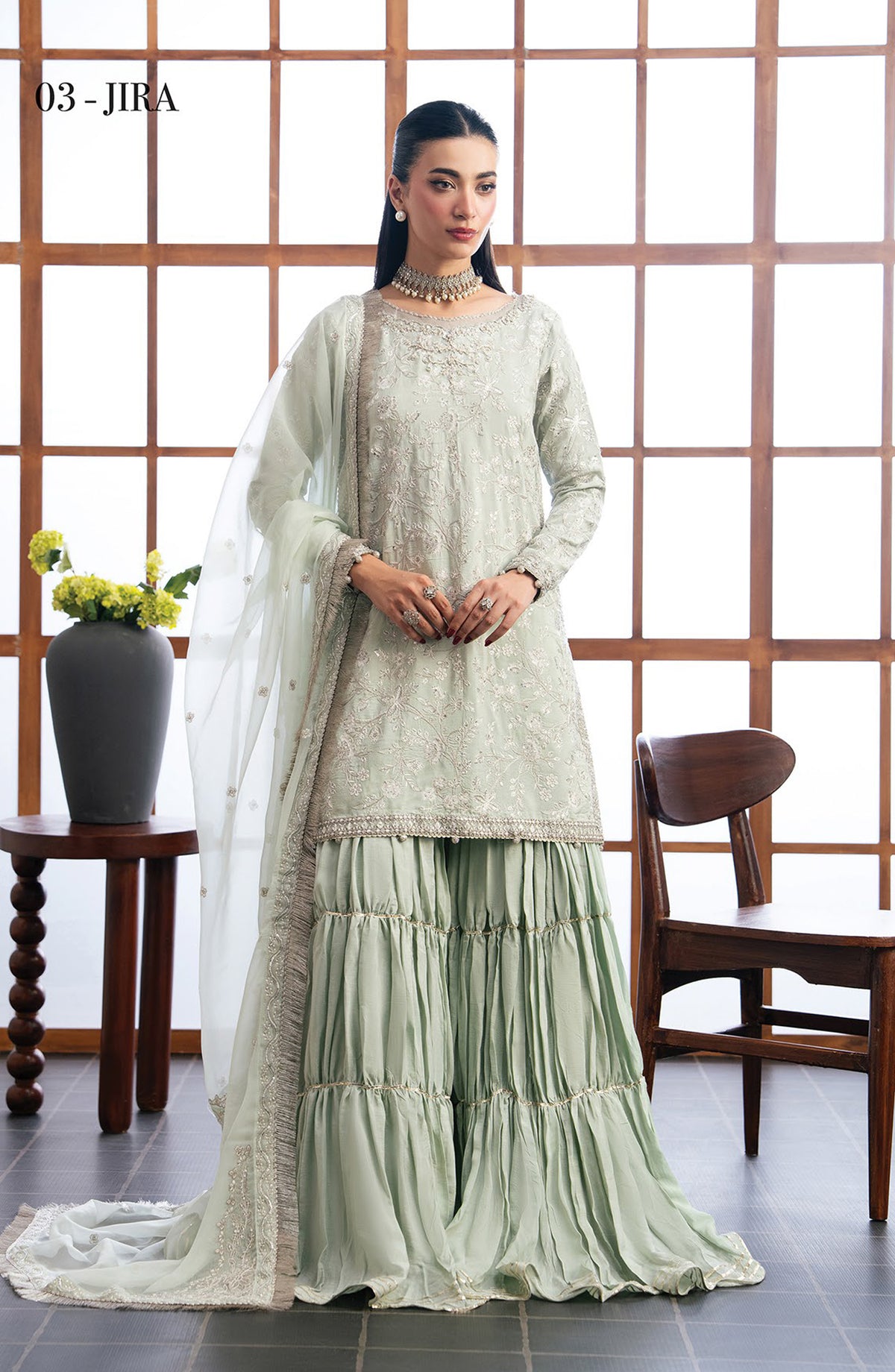 Xenia Kalani Luxury Embroidered Raw Silk Unstitched 3 Piece Suit - 03-Jira - XF26KN - Green - Festive Collection