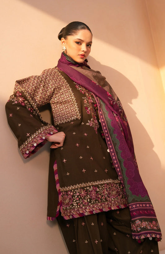 Xenia Rang e Khizaan Embroidered Slub Khaddar Unstitched 3 Piece Suit - D-12 AZRA - XF25RNG - Green - Winter Collection
