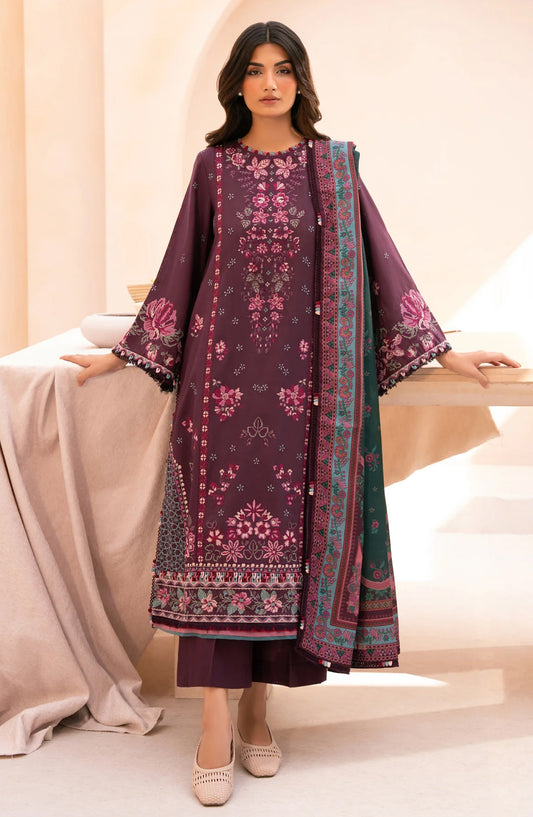 Xenia Rang e Khizaan Embroidered Slub Khaddar Unstitched 3 Piece Suit - D-01 AMORA - XF25RNG - Purple - Winter Collection