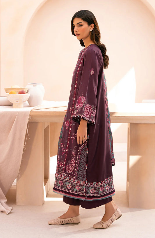 Xenia Rang e Khizaan Embroidered Slub Khaddar Unstitched 3 Piece Suit - D-01 AMORA - XF25RNG - Purple - Winter Collection