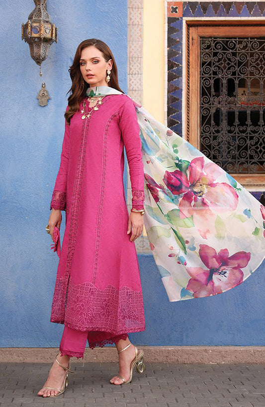 Xenia Embroidered Lawn Unstitched 3 Piece Suit - 03-Jeya - XF26ULW - Pink - Summer Collection