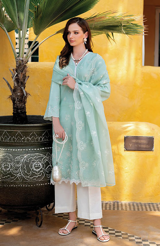 Xenia Embroidered Lawn Unstitched 3 Piece Suit - 02-Daye - XF26ULW - Sea Green - Summer Collection
