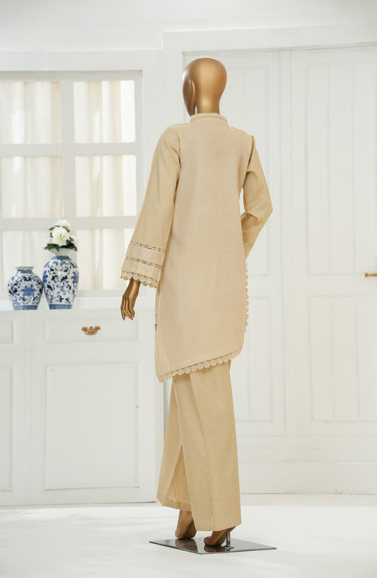 Yolo Signature by Amna Khadija Embroidered Jacquard Cotton Stitched Co ord Sets - YSLC-01 - AM25YSLC - Fawn - Luxury Collection