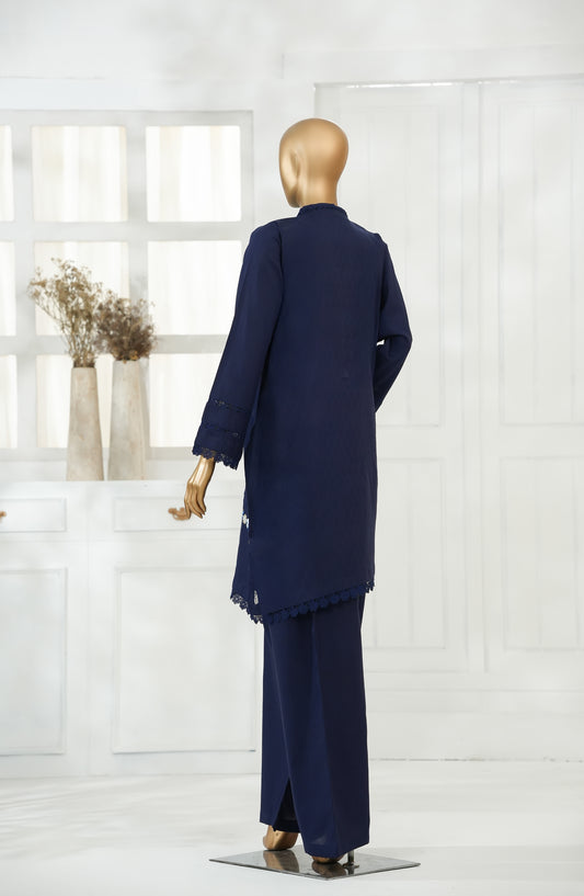 Yolo Signature by Amna Khadija Embroidered Jacquard Cotton Stitched Co ord Sets - YSLC-03 - AM25YSLC - Navy Blue - Luxury Collection