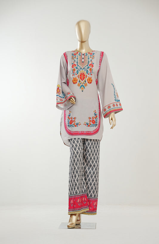 Youth Pulse by Amna Khadija Printed Lawn Stitched 2 Piece Co-ord Set - AKYP-01 - AM26AKYP - Grey - Summer Collection