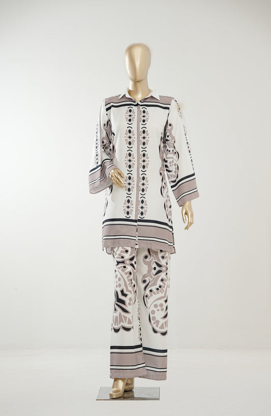 Youth Pulse by Amna Khadija Printed Lawn Stitched 2 Piece Co-ord Set - AKYP-02 - AM26AKYP - White - Summer Collection