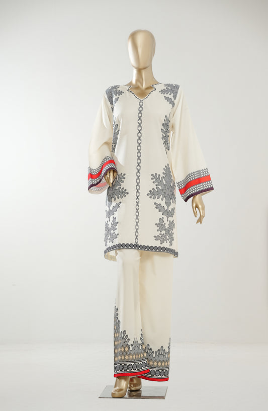 Youth Pulse by Amna Khadija Printed Lawn Stitched 2 Piece Co-ord Set - AKYP-06 - AM26AKYP - White - Summer Collection