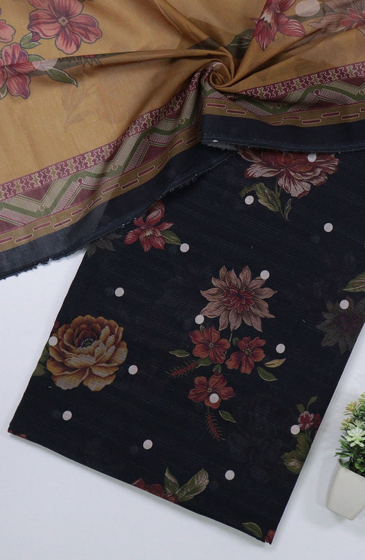Ayra by Amna Khadija Printed Lawn Unstitched 3 Piece Suit - D-06 - AM25AYRA - Black - Summer Collection