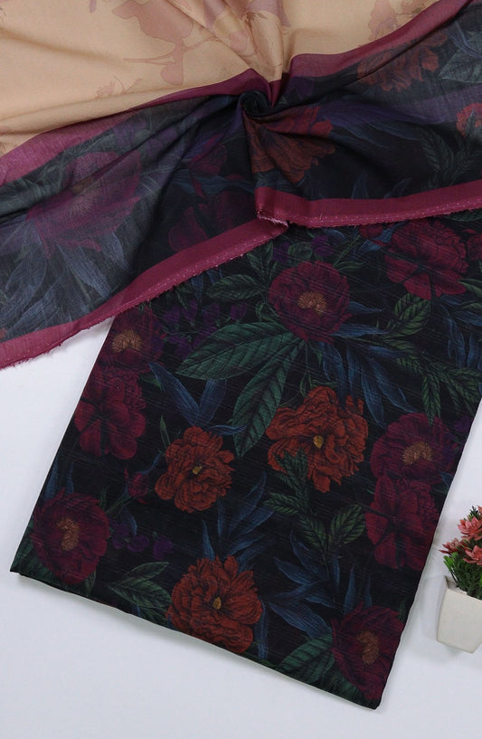 Ayra by Amna Khadija Printed Lawn Unstitched 3 Piece Suit - D-04 - AM25AYRA - Black - Summer Collection
