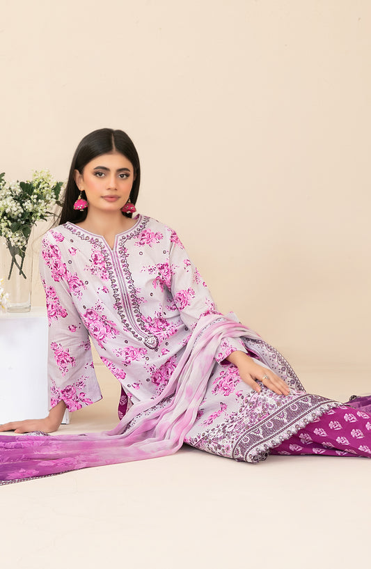 Zahlia by Tawakkal Fabrics Embroidered Lawn Unstitched 3 Piece Suit - D-3373 - TF26ZHL - Pink - Summer Collection