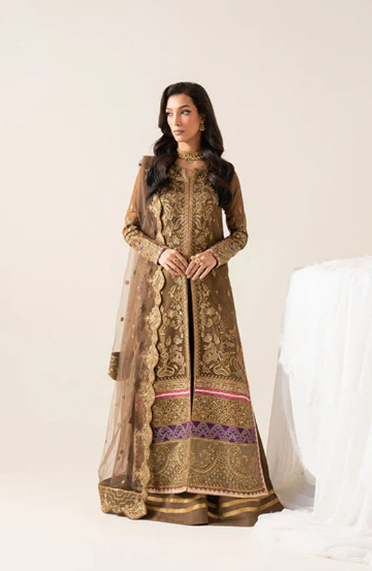 Zaib by Freesia Embroidered Chiffon Unstitched 3 Piece Suit - OLYMPE -FS50133 - MNM25FZB - Brown - Festive Collection