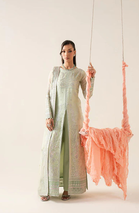 Zaib by Freesia Embroidered Chiffon Unstitched 3 Piece Suit - LOUISE -FS50130 - MNM25FZB - Green - Festive Collection