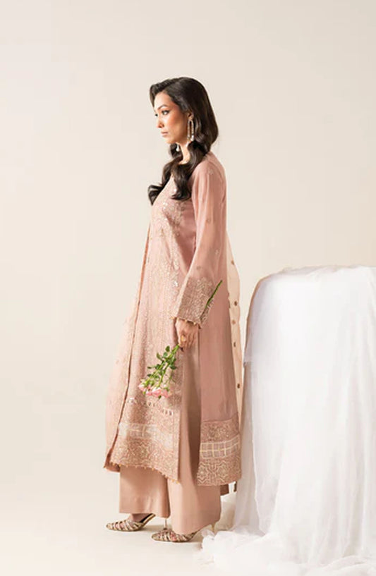 Zaib by Freesia Embroidered Chiffon Unstitched 3 Piece Suit - SOPHIA -FS50129 - MNM25FZB - Pink - Festive Collection
