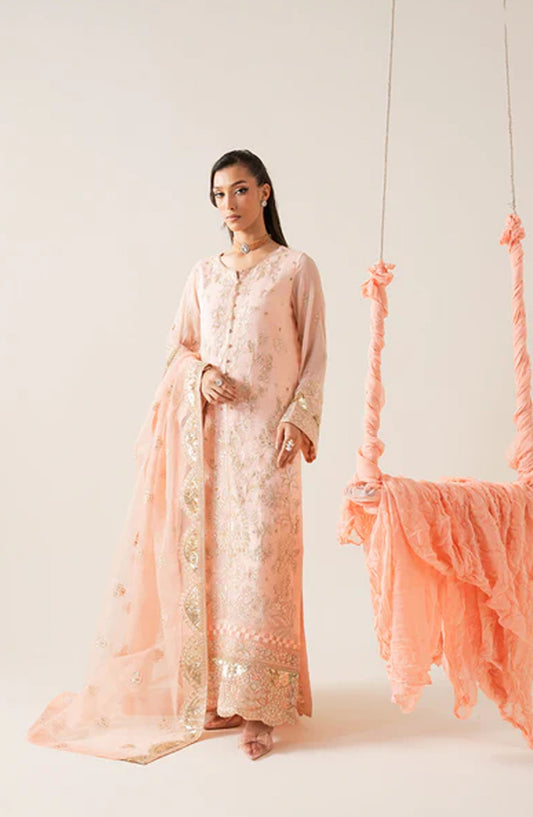Zaib by Freesia Embroidered Chiffon Unstitched 3 Piece Suit - ELYNA -FS50127 - MNM25FZB - Pink - Festive Collection