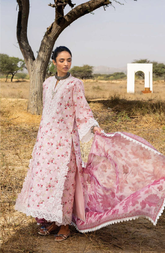 Zainab Chottani Embroidered Jacquard Unstitched 3 Piece Suit - D-15 - ZBC26SS - Pink - Spring Summer Collection
