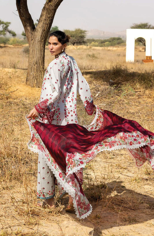 Zainab Chottani Embroidered Jacquard Unstitched 3 Piece Suit - D-14 - ZBC26SS - White - Spring Summer Collection