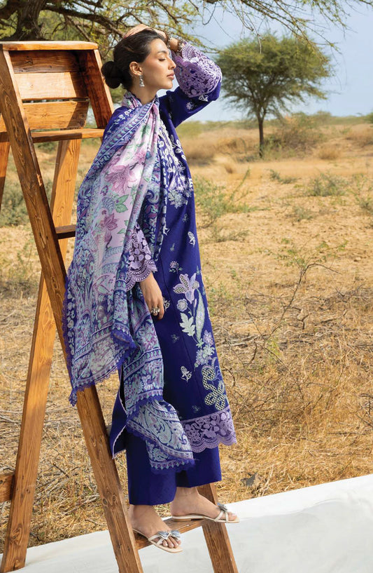 Zainab Chottani Embroidered Jacquard Unstitched 3 Piece Suit - D-13 - ZBC26SS - Blue - Spring Summer Collection