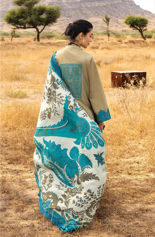 Zainab Chottani Embroidered Jacquard Unstitched 3 Piece Suit - D-11 - ZBC26SS - Beige - Spring Summer Collection