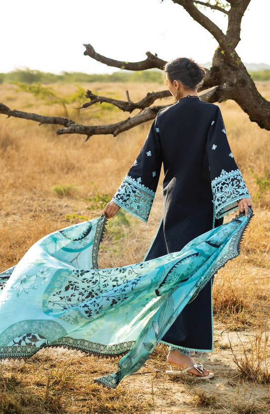 Zainab Chottani Embroidered Jacquard Unstitched 3 Piece Suit - D-10 - ZBC26SS - Black - Spring Summer Collection