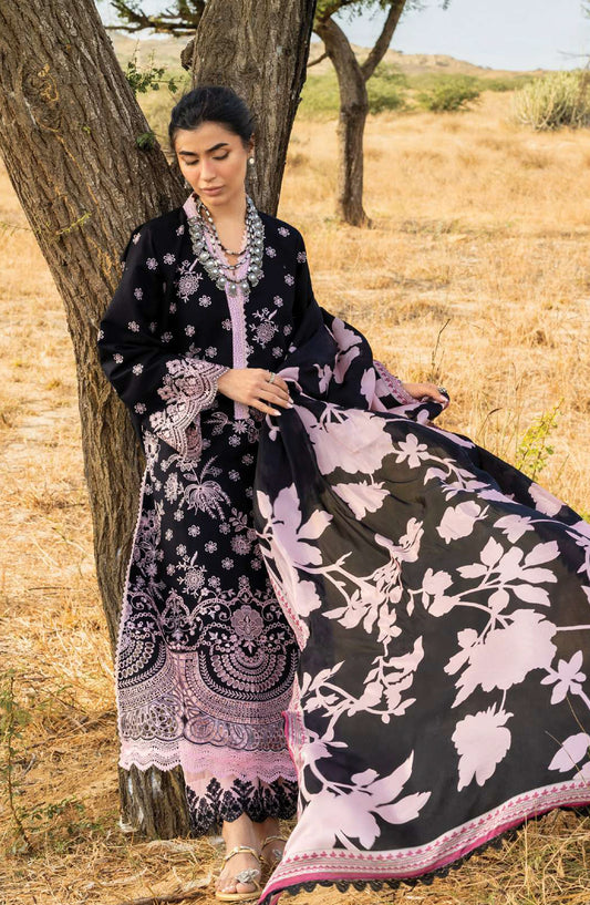 Zainab Chottani Embroidered Jacquard Unstitched 3 Piece Suit - D-09 - ZBC26SS - Black - Spring Summer Collection