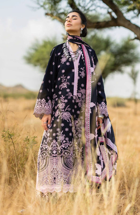 Zainab Chottani Embroidered Jacquard Unstitched 3 Piece Suit - D-09 - ZBC26SS - Black - Spring Summer Collection