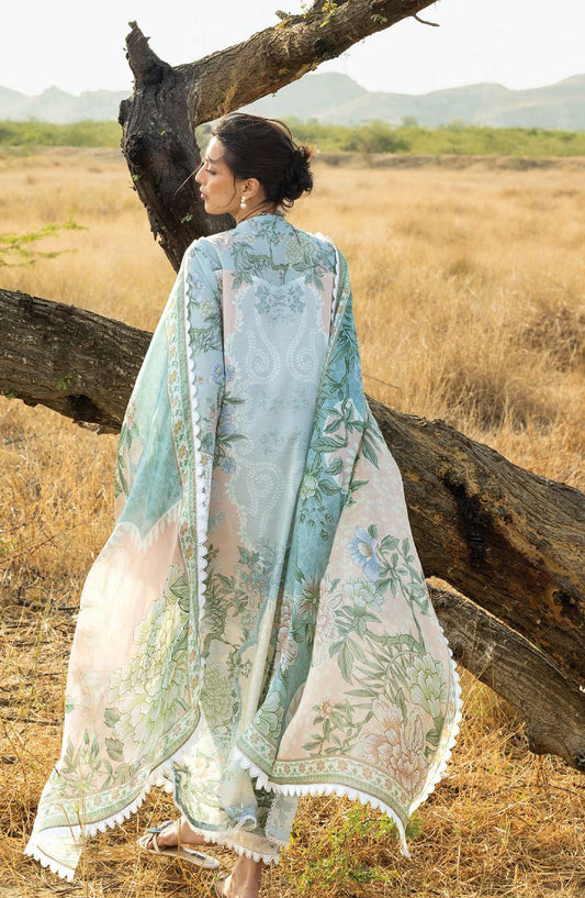 Zainab Chottani Embroidered Jacquard Unstitched 3 Piece Suit - D-08 - ZBC26SS - Blue - Spring Summer Collection