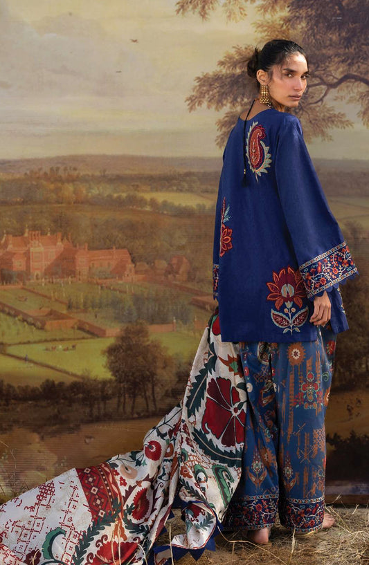 Zainab Chottani Embroidered Jacquard Unstitched 3 Piece Suit - D-06 - ZBC26SS - Blue - Spring Summer Collection