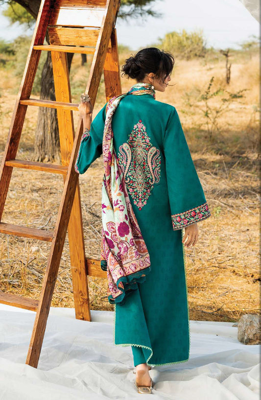 Zainab Chottani Embroidered Jacquard Unstitched 3 Piece Suit - D-02 - ZBC26SS - Sea Green - Spring Summer Collection