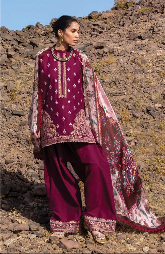Zainab Chottani Embroidered Jacquard Unstitched 3 Piece Suit - D-03 - ZBC26SS - Pink - Spring Summer Collection
