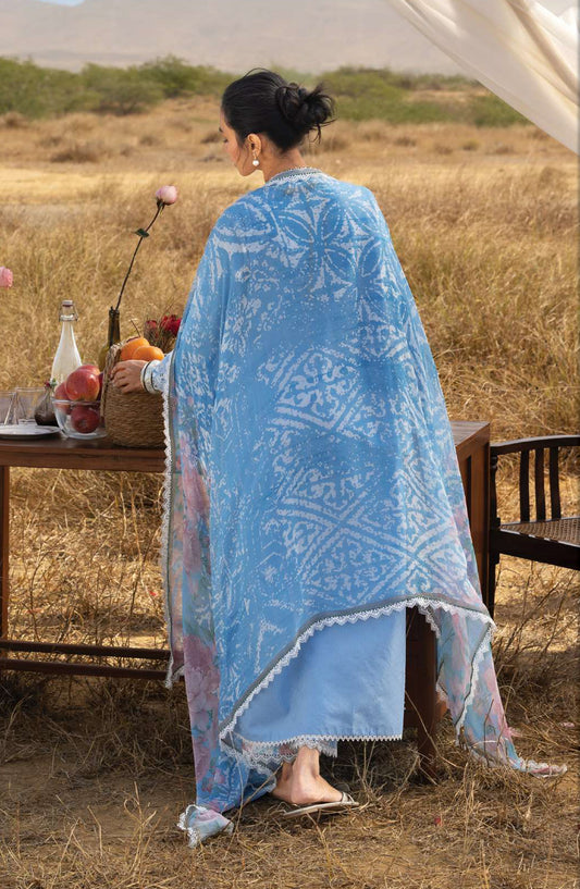 Zainab Chottani Embroidered Jacquard Unstitched 3 Piece Suit - D-05 - ZBC26SS - Blue - Spring Summer Collection