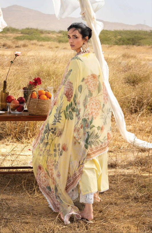 Zainab Chottani Embroidered Jacquard Unstitched 3 Piece Suit - D-04 - ZBC26SS - Yellow - Spring Summer Collection