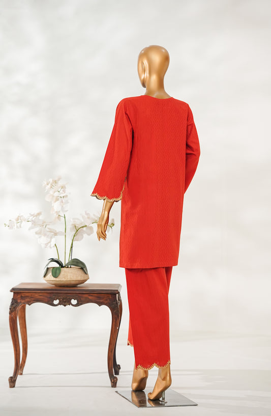 Zaira Royal by Amna Khadija Embroidered Cotton Jacquard Stitched 2 Piece Suit - ZR-01 - AM25ZAIRA - Orange - Winter Collection