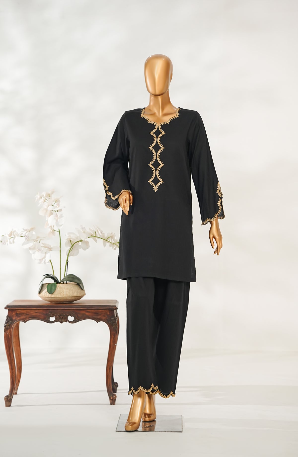 Zaira Royal by Amna Khadija Embroidered Cotton Jacquard Stitched 2 Piece Suit - ZR-05 - AM25ZAIRA - Black - Winter Collection
