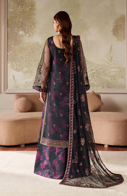 Zaneera by Zarif Embroidered Net Unstitched 3 Piece Suit - ZRF-ZPE-05 ASHAAL - ZRF25ZNR - Blue - Formals Collection