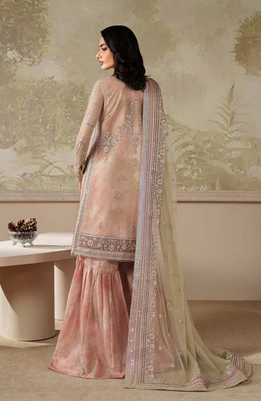 Zaneera by Zarif Embroidered Net Unstitched 3 Piece Suit - ZRF-ZPE-04 SERIYAN - ZRF25ZNR - Pink - Formals Collection