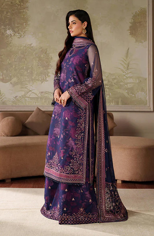 Zaneera by Zarif Embroidered Net Unstitched 3 Piece Suit - ZRF-ZPE-03 ASRA - ZRF25ZNR - Purple - Formals Collection