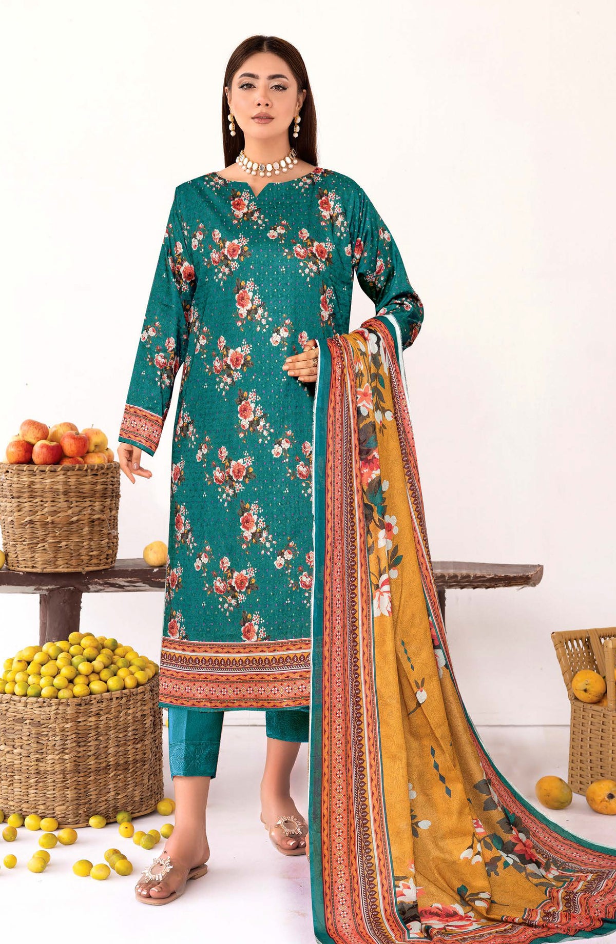 Zanera by Johra Printed Lawn Unstitched 3 Piece Suit - JH-1409 - JH25ZANR - Teal - Casual Collection