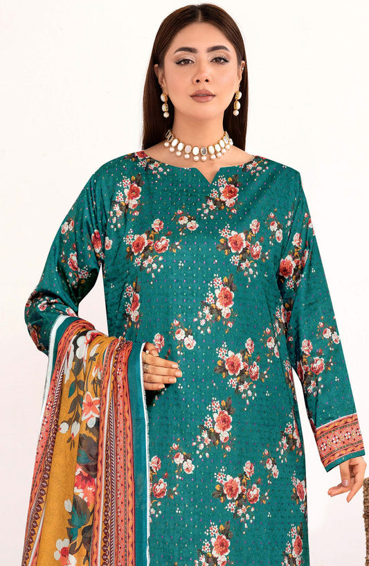 Zanera by Johra Printed Lawn Unstitched 3 Piece Suit - JH-1409 - JH25ZANR - Teal - Casual Collection