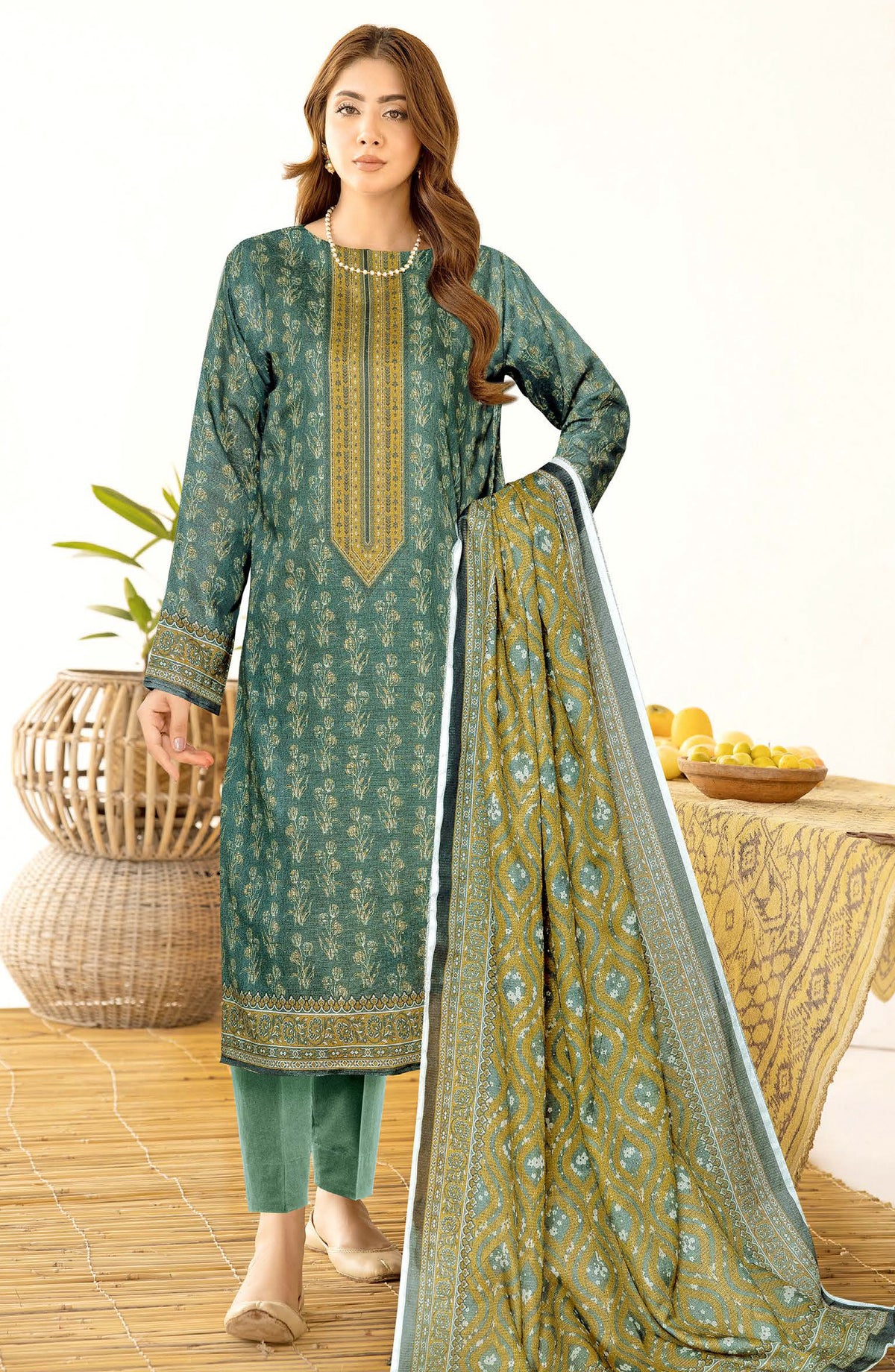 Zanera by Johra Printed Lawn Unstitched 3 Piece Suit - JH-1407 - JH25ZANR - Green - Casual Collection