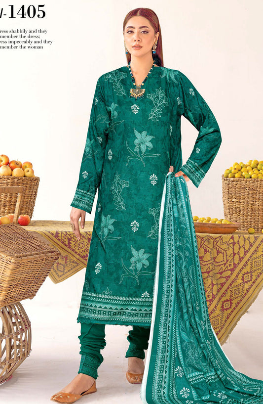 Zanera by Johra Printed Lawn Unstitched 3 Piece Suit - JH-1405 - JH25ZANR - Green - Casual Collection