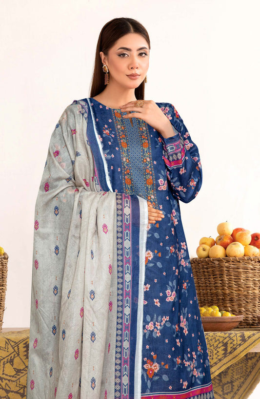 Zanera by Johra Printed Lawn Unstitched 3 Piece Suit - JH-1404 - JH25ZANR - Blue - Casual Collection