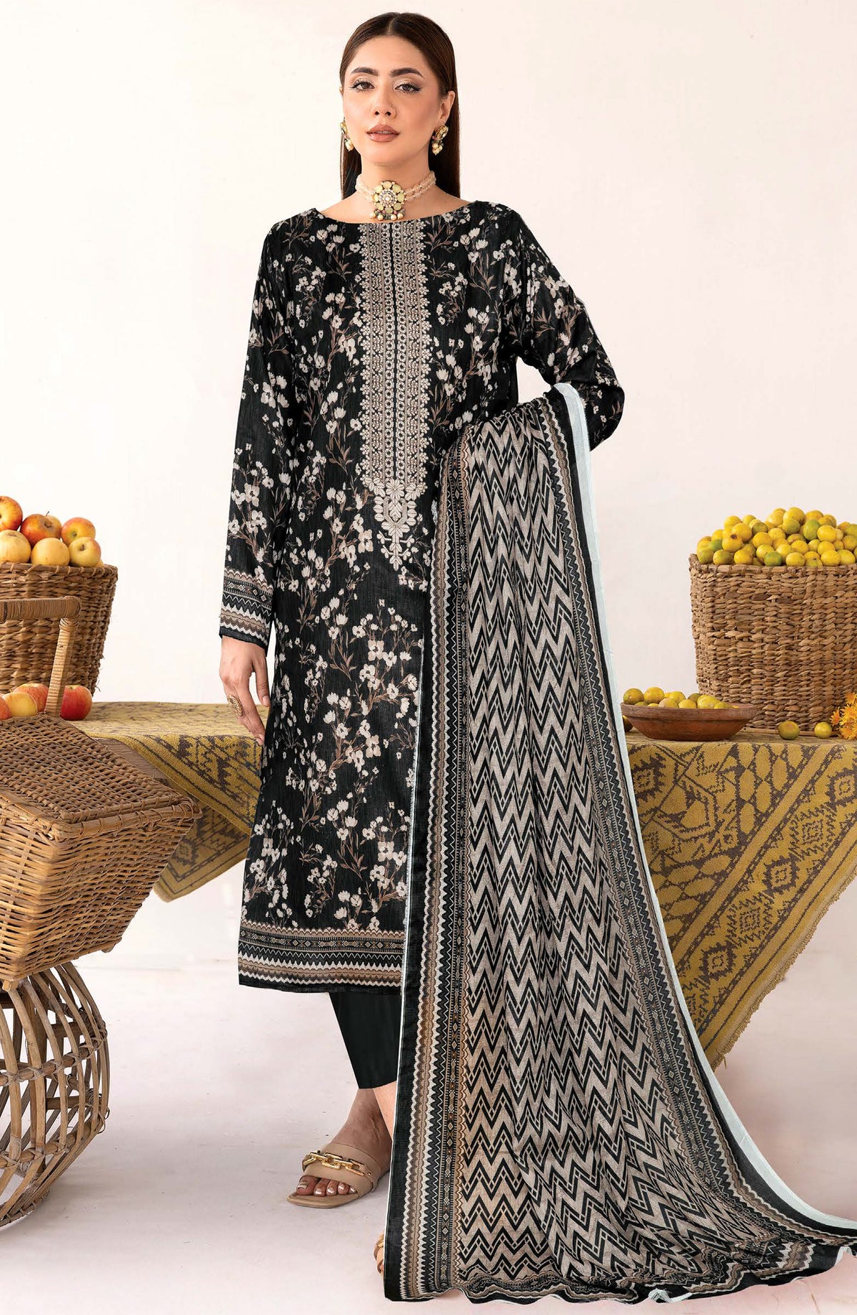 Zanera by Johra Printed Lawn Unstitched 3 Piece Suit - JH-1403 - JH25ZANR - Black - Casual Collection