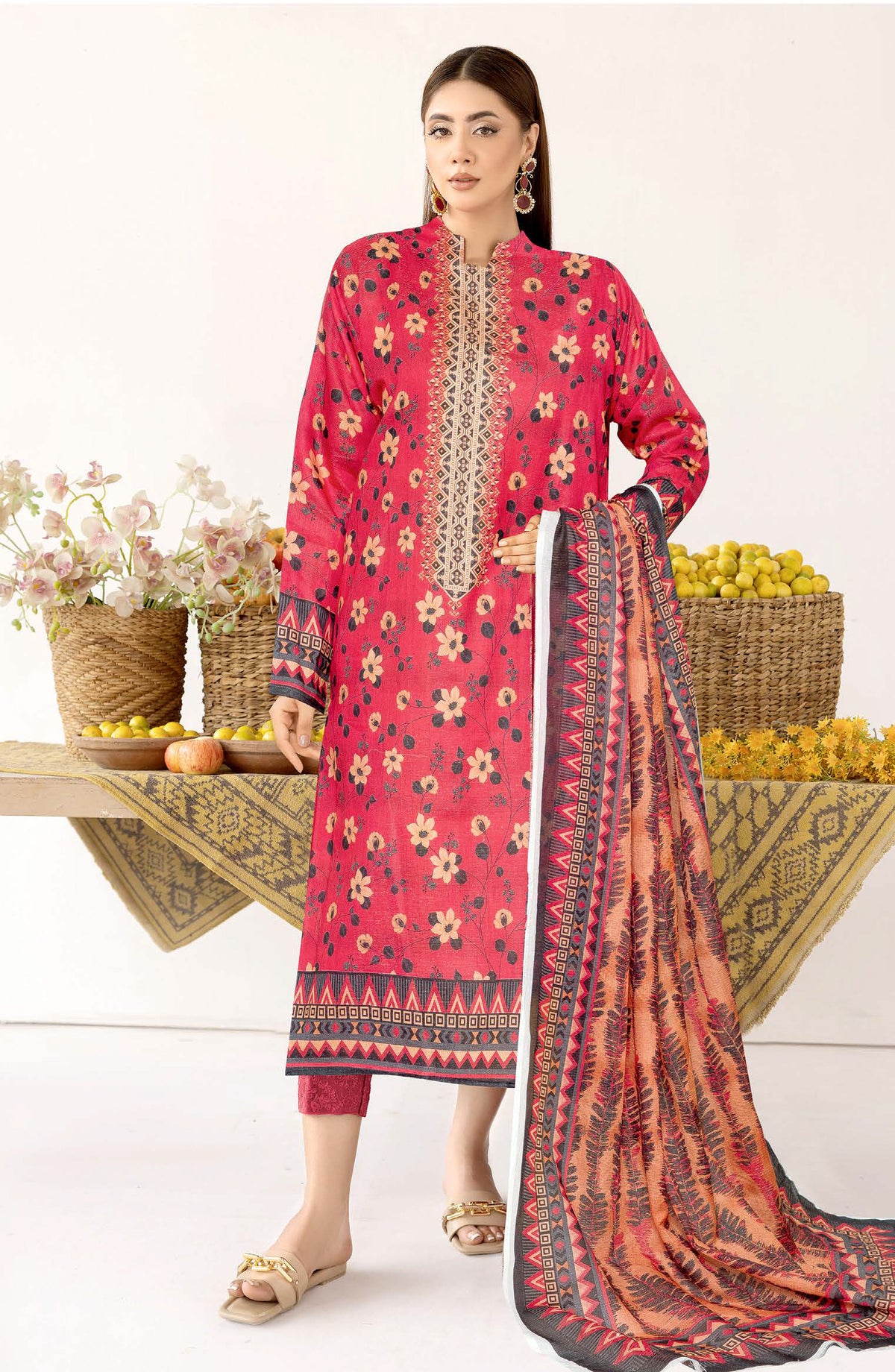 Zanera by Johra Printed Lawn Unstitched 3 Piece Suit - JH-1402 - JH25ZANR - Pink - Casual Collection