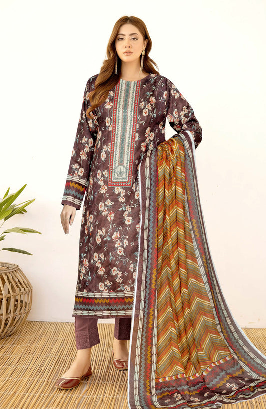 Zanera by Johra Printed Lawn Unstitched 3 Piece Suit - JH-1401 - JH25ZANR - Brown - Casual Collection