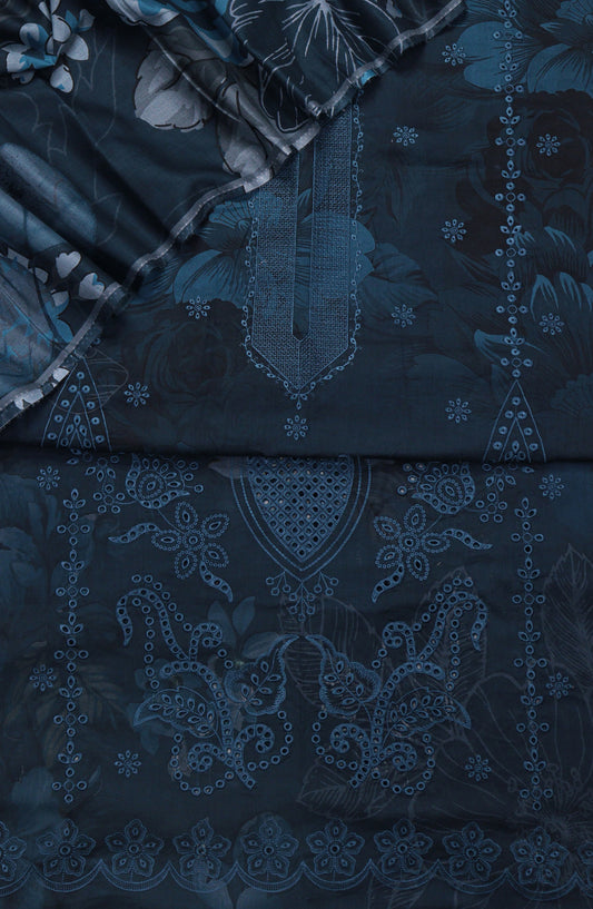 Zara by Amna Khadija Embroidered Lawn Unstitched 3 Piece Suit - Design-02 - AM26ZARA - Blue - Summer Collection